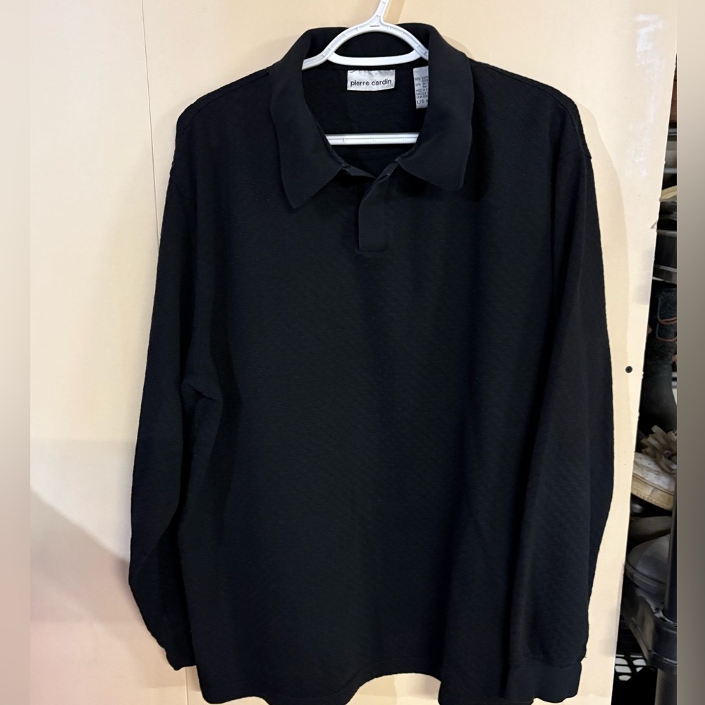 Vintage Pierre Cardin Men's Classic Black Long Sleeve Polo